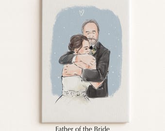 Father of the Bride Custom Portrait from Photo, Custom Father Daughter Wedding Gift, Personalized Wedding Memory Illustration, Dad Gift