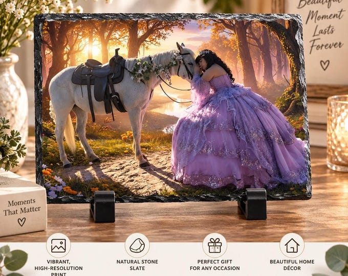 Featured listing image: Custom Photo Slate, Natural Stone Plaque in Multiple Shapes and Sizes