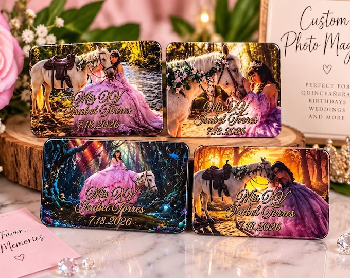 Featured listing image: Custom Photo Magnet, Quinceañera Favor, Sweet 16 Keepsake (Rubber Magnet)
