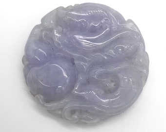 Antique Large, Hand Carved, Lavender Jadeite Pendant