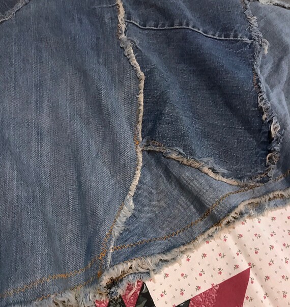 Vintage 1970s WRANGLER Skirt ~ Handmade DISTRESSE… - image 5
