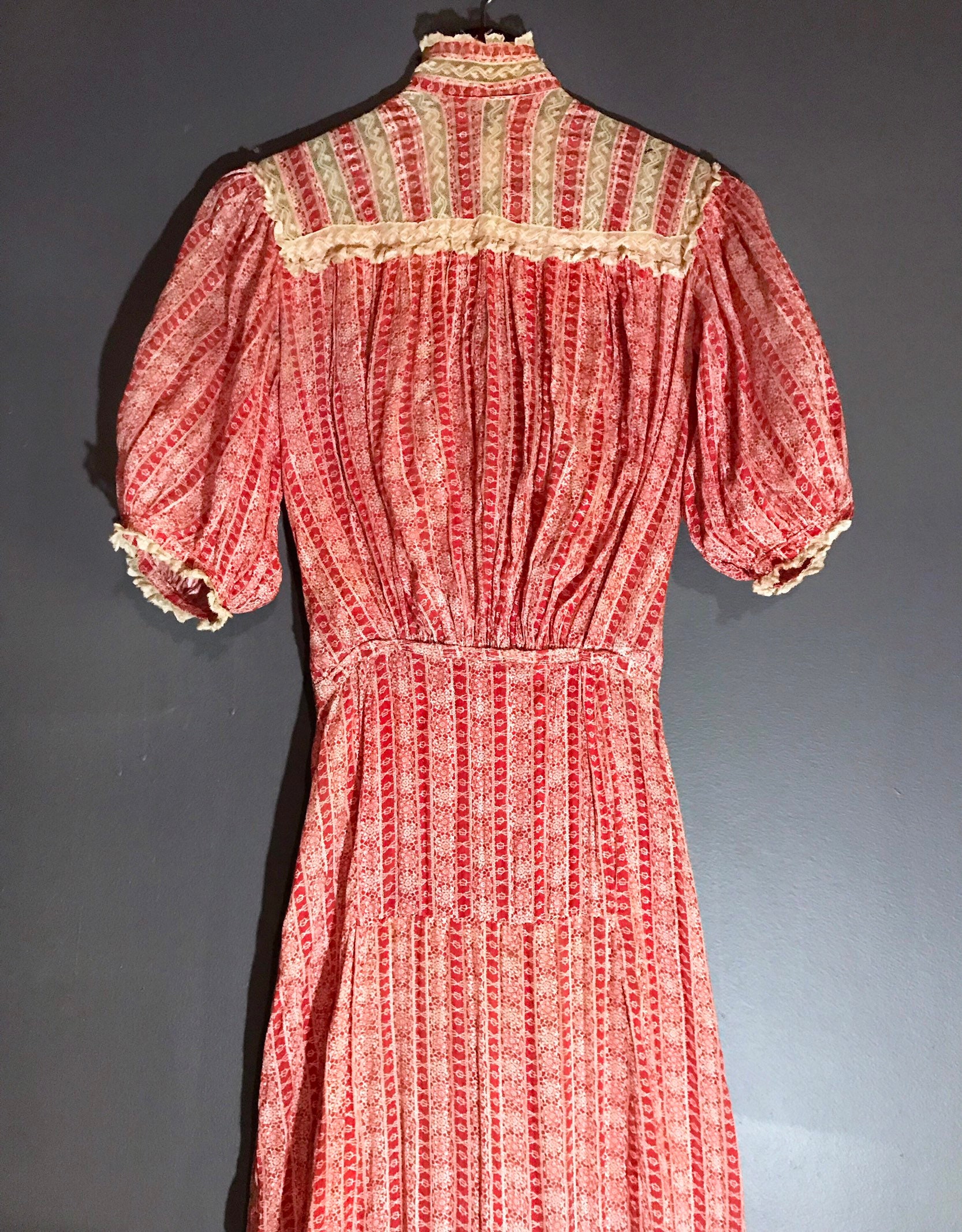 1890s~1900s Antique Calico Prairie Dress