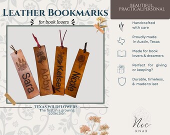 Handcrafted Personalized Leather Bookmark | Made in Austin, Texas