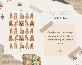 Quokka Watercolor Sticker Sheet | Kiss-Cut Stickers