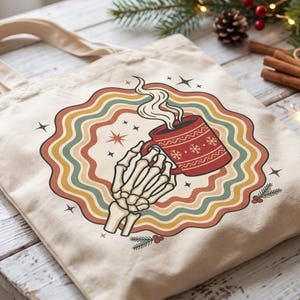 Sarcastische kerst-PNG, skelet koffie sublimatie, grappige kerst DTF, grunge kerstafbeelding