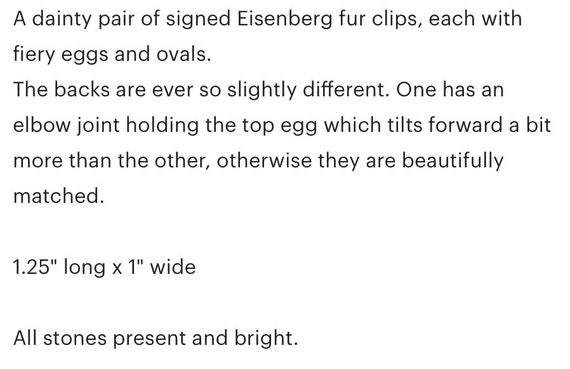 Pair of Vintage Eisenberg Rhodium Fur Clips, 1.25… - image 6