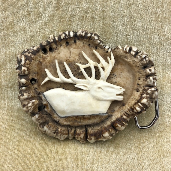 Vintage elk antler carved Gem