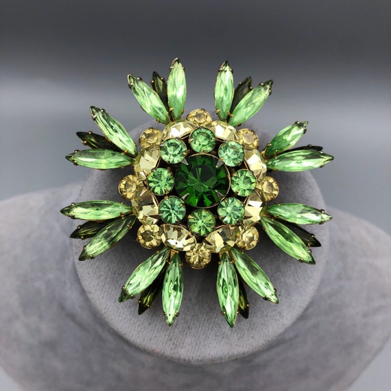 Vintage Judy Lee Peridot and Jonquil Starburst Rh… - image 3