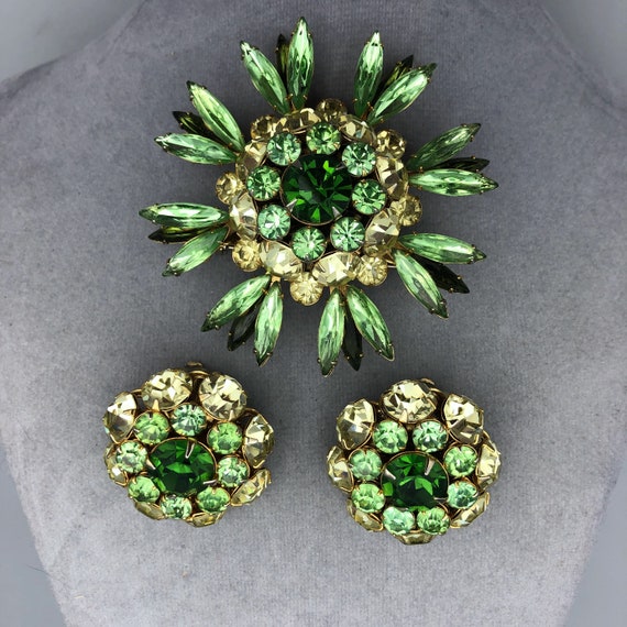 Vintage Judy Lee Peridot and Jonquil Starburst Rh… - image 4