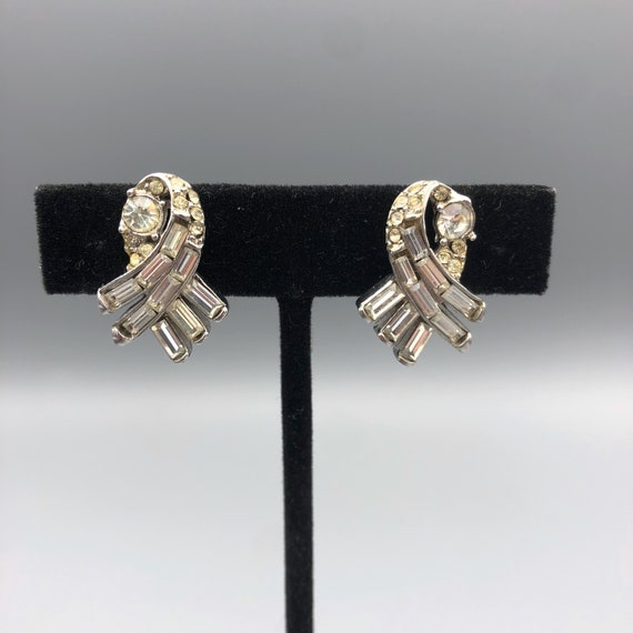 Vintage Signed Pell Art Deco Earrings, Rhinestone… - image 1