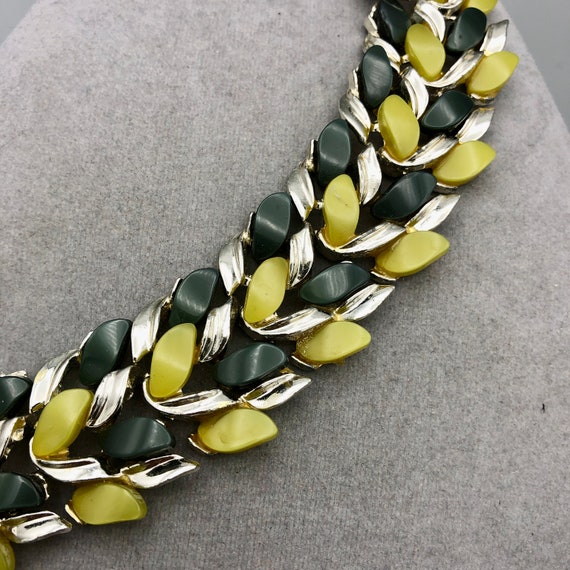 Wide Sage and Olive Green Thermoset Bracelet, 7.2… - image 1