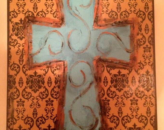 Textured Cross Canvas Painting Etsy