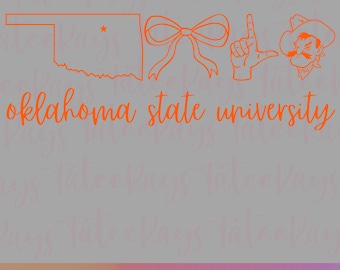 Oklahoma State University OSU Cowboys Go Pokes Coquette Bow png svg