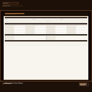 May include: A digital film location scout report template featuring a dark brown border and header. The document includes a structured layout with horizontal lines, text fields, and checkboxes for production data, labeled CINELOGICCO FILM PRODUCTION.