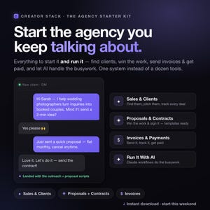 Build Your Own AI Agency with Claude Code, Start an AI Automation Agency Guide, Client Scripts + Proposal & Contract Templates, No Code