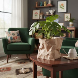 Crush Bag- 3D Printed Paper Bag Planter with Drainage Holes