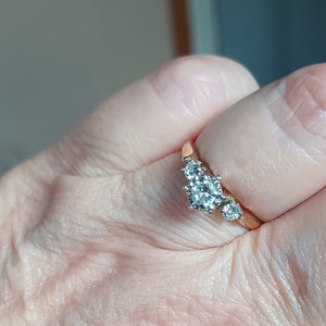 S A L E - Diamond 3 Stone Engagement or Anniversary Ring 14K Yellow And White Gold