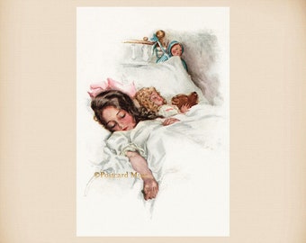 postcard girl art etsy