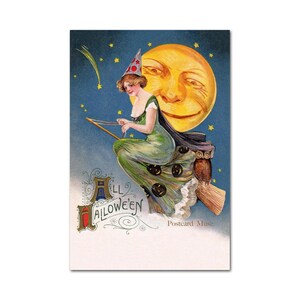 Póster impreso en papel con imagen vintage de bruja de Halloween de Schmucker