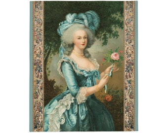 Marie Antoinette With A Rose Luxury Soft Custom Throw Blanket