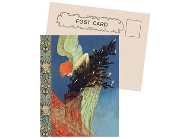 Art Nouveau Christmas Angel By Raphael Kirchner New Antique Image Postcard