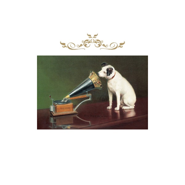 His Master's Voice Victor Gramophone Dog Vintage Image Poster Print