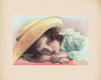 Girl With A Hat New 4x6 Vintage Postcard Image Photo Print CE267