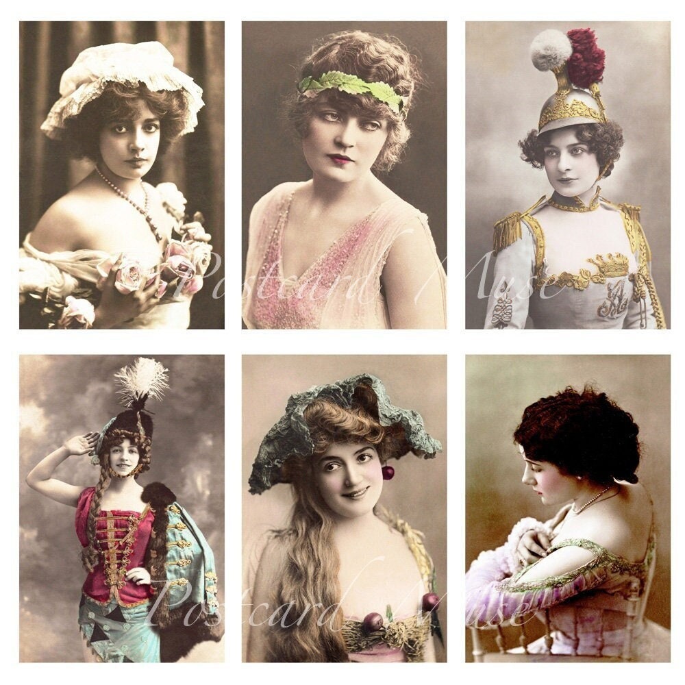 Scrapbooking Edwardian Actresses Vintage Postcard Image Instant Digital ...