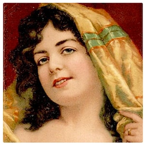 Dark Haired Woman Original Antique Art Postcard