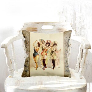 Victorian Burlesque Show Girls Double Sided Custom Square Pillow