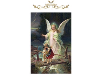Guardian Angel With Children Vintage Image Poster Print