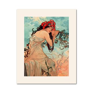 Art Nouveau Lady As Summer By Mucha Vintage Image Poster Print