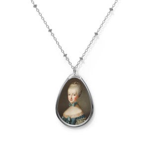 Marie Antoinette As A Young Girl Custom Oval Necklace - Elegant Silver Pendant