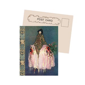 Art Nouveau Christmas Lady New Vintage Image Postcard