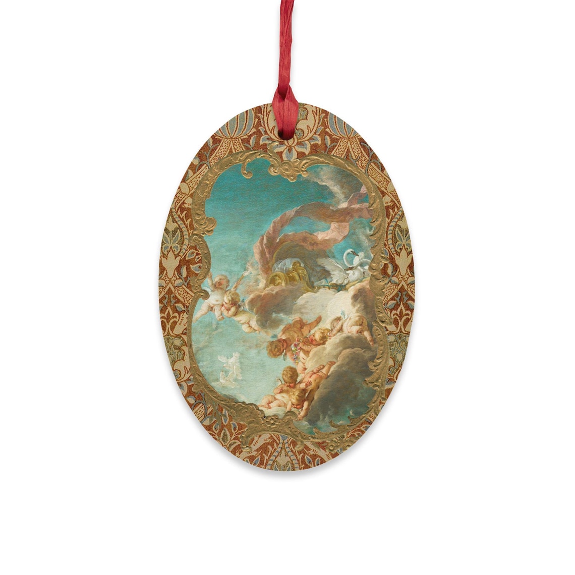 Cherubs With The Chariot Of Venus By Boucher Wooden Ornament Decorative Magnet for Home Decor image 1