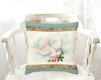 Christmas Dove With A Rose Luxury Custom Double Sided Square Or Lumbar Pillow