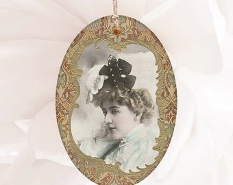 Edwardian Actress Lucy Gerard  Hanging Wood  Ornament Magnet