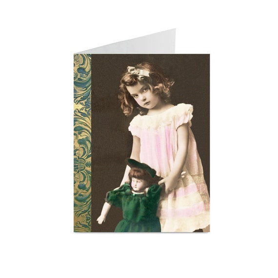 Japanese Lady With A Doll Vintage Image Blank Greeting Cards 10 pc Set JP06