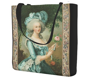 Marie Antoinette With A Rose Double Sided Custom Tote Bag