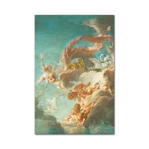 Cherubs With The Chariot Of Venus By Boucher Antique Image Poster Giclee Print