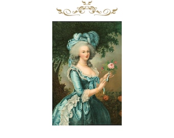 Marie Antoinette With A Rose Vintage Image Poster Print