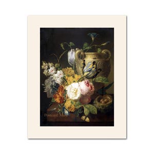 Flowers With A Vase Antique Image Poster Print