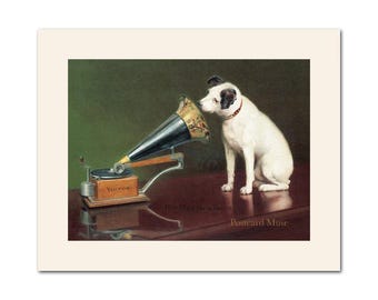 His Master&#39;s Voice Victor Gramophone Dog Vintage Image Poster Print