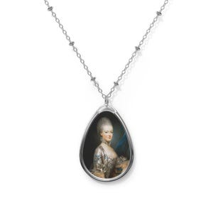 Marie Antoinette Custom Oval Necklace - Elegant Silver Pendant