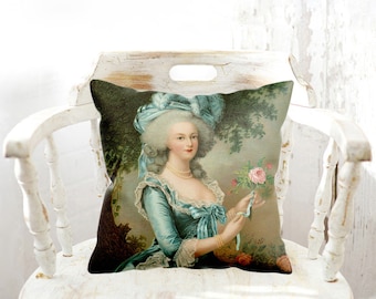 Marie Antoinette With A Rose Custom Double Sided Square Or Lumbar Pillow