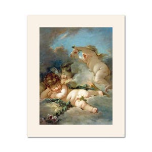 Cherubs With Roses By Boucher Antique Image Paper Poster Print