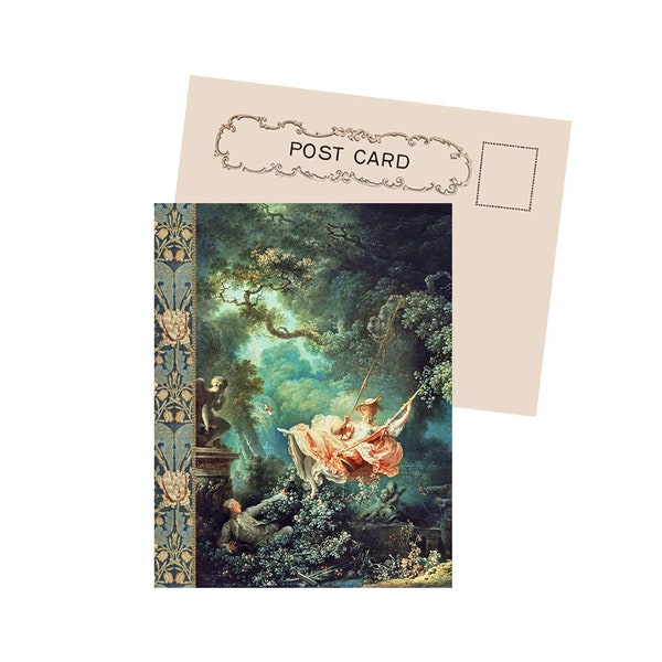 Lady On A Swing By Fragonard New Antique Image Postcard