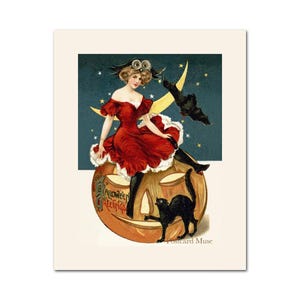 Halloween Witch By Schmucker Vintage Image Paper Poster Print