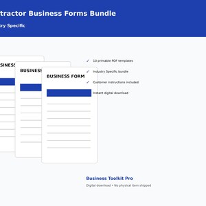 Bundel met zakelijke formulieren voor aannemers | Afdrukbare zakelijke sjablonen | Digitale download (PDF) | Business Toolkit Pro