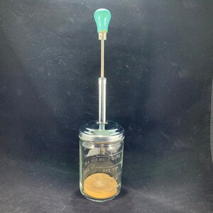Vintage Food Nut Chopper Turquoise Teal Steel Federal Glass Housewares  Manual